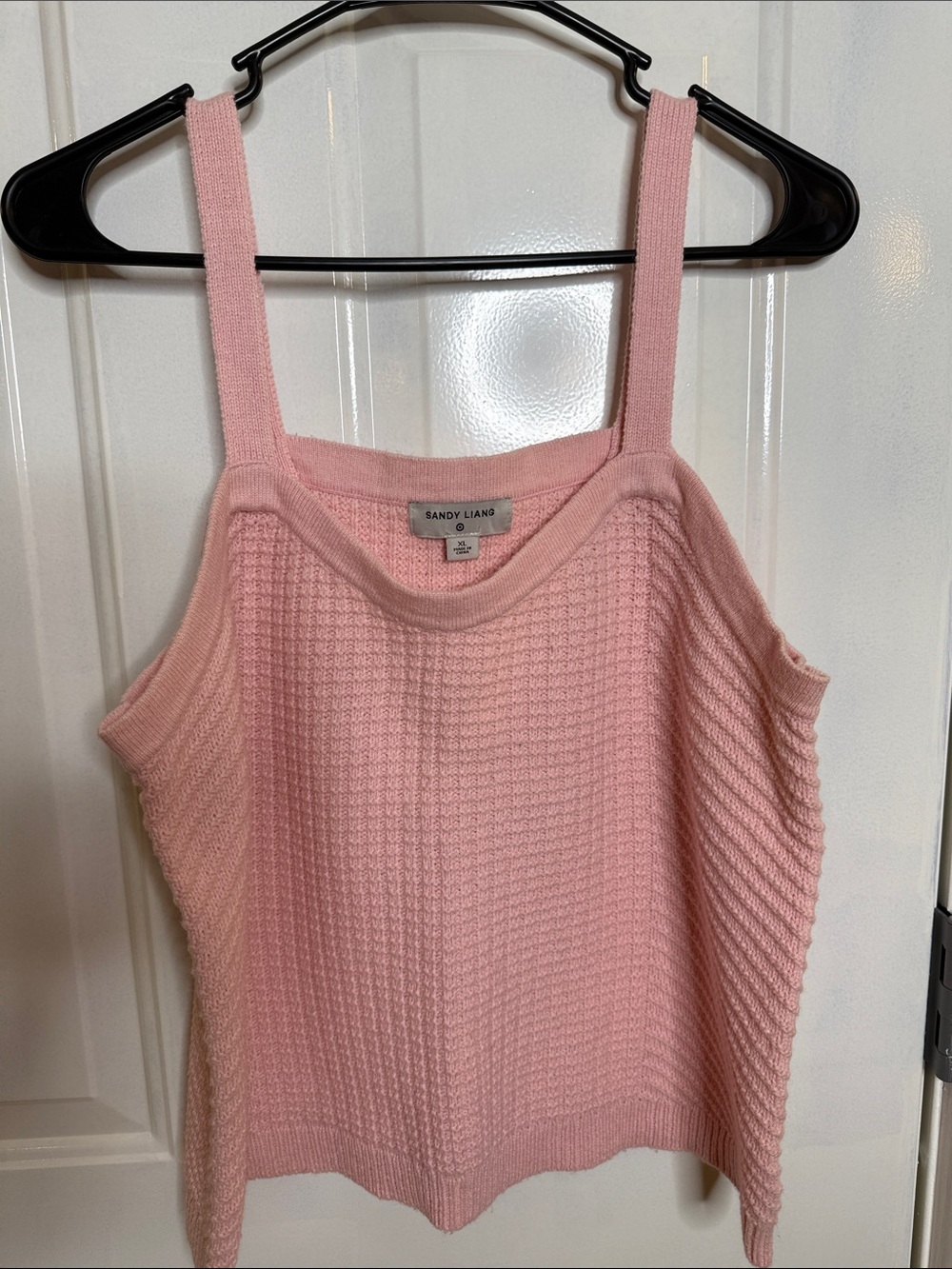 Sandy Liang Blush Pink Waffle Knit Tank